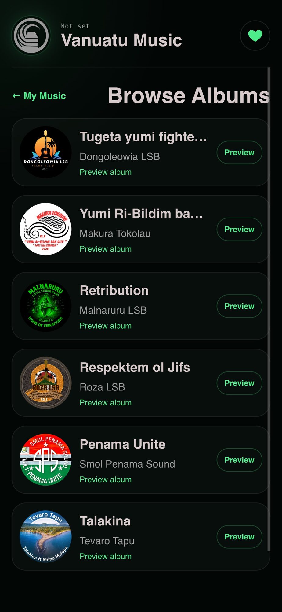 Browse Vanuatu albums