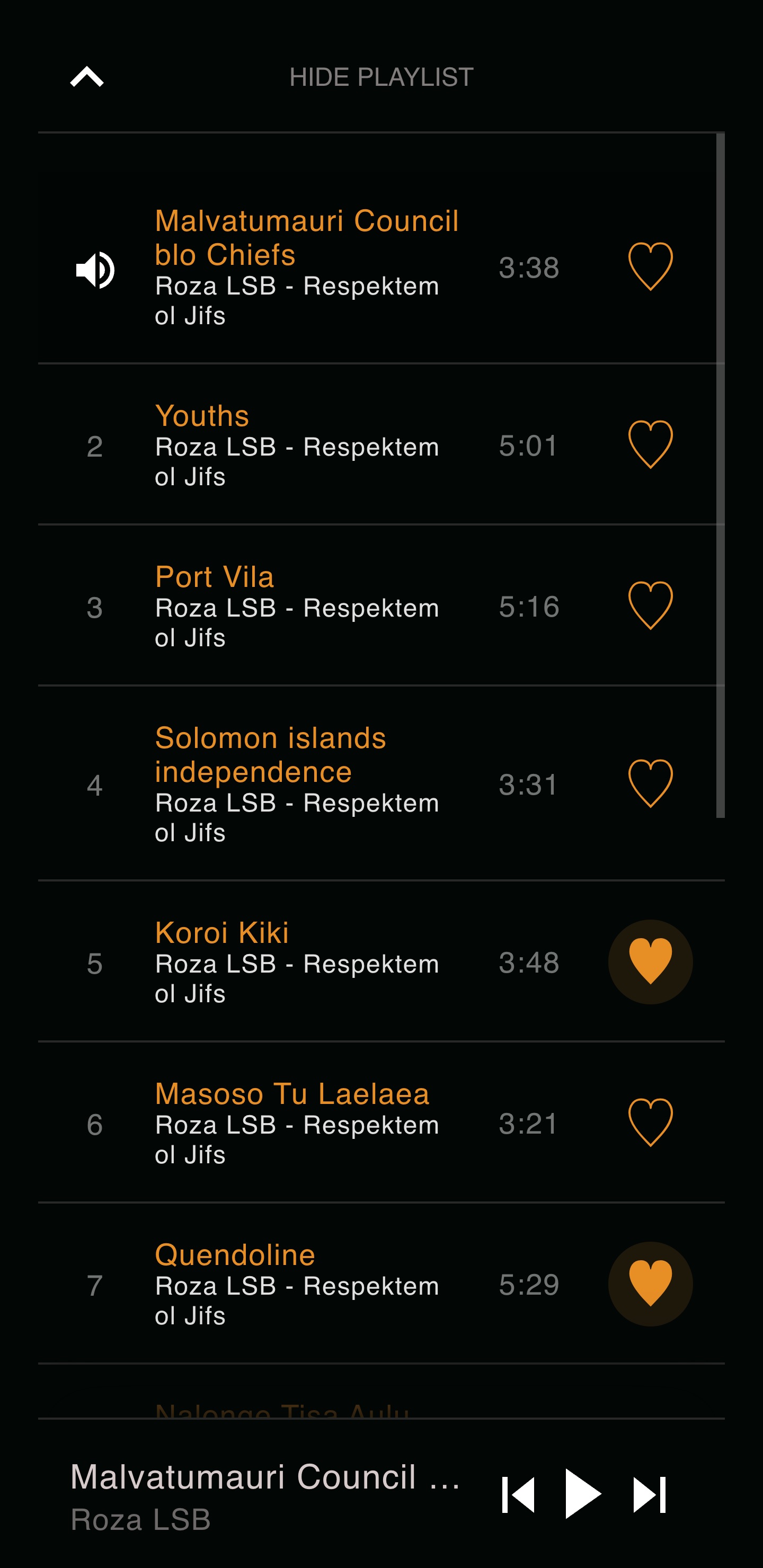 Vanuatu Music album track list